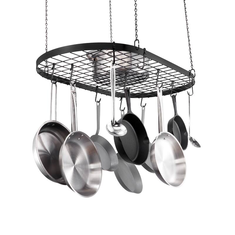 Hanging Pot Rack, Hanging Pot Rack Ceiling Mount, Ceiling Pot Rack with S Hooks, 80 lbs Loading Weight, Ideal for Home - 32 inch