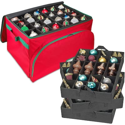 HOLDN’ STORAGE Premium Christmas Ornament Storage Containers – Holds Up to 72- 4” ornaments 3 Individual Trays