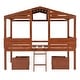 preview thumbnail 3 of 7, Walnut Twin Low Loft Wood House Bed with Drawers