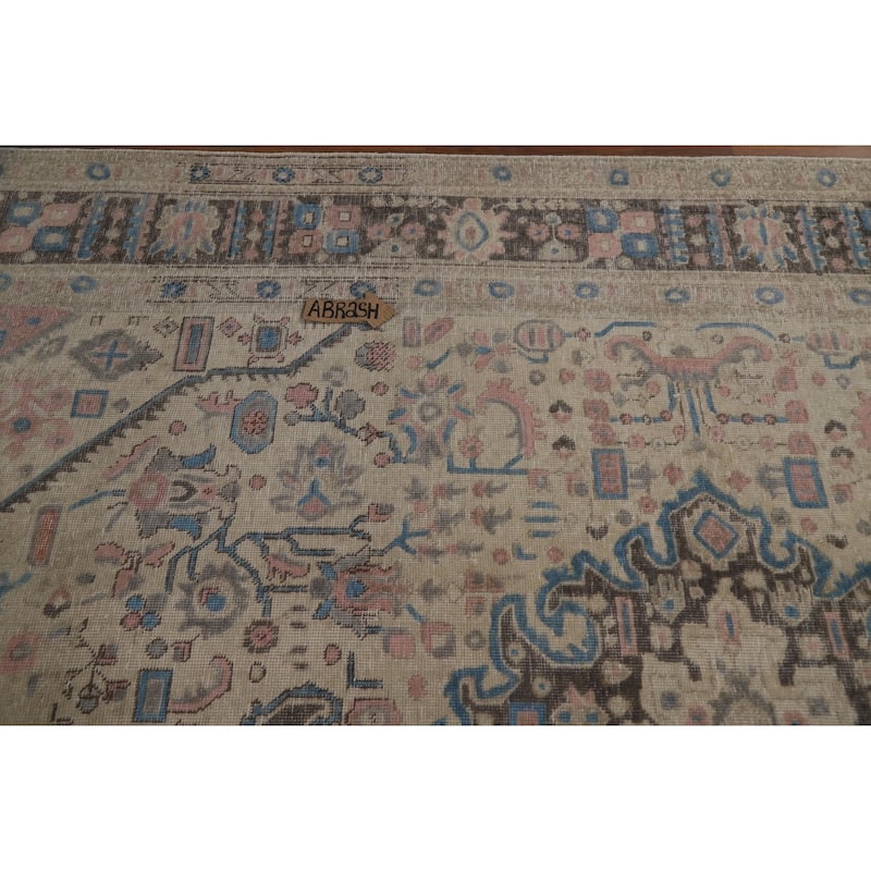 Geometric Beige Tabriz Persian Rug Hand-Knotted Wool Carpet - 8'1"x 10'8"