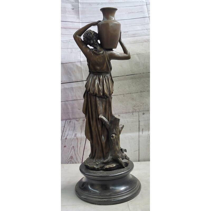 Female Water Bearer Greek Roman Woman Carrying Jug Bronze Sculpture Statue Decor