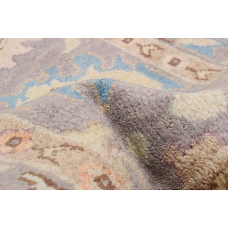 ECARPETGALLERY Hand-knotted Modern Oushak Grey Wool Rug - 2'5 x 7'9