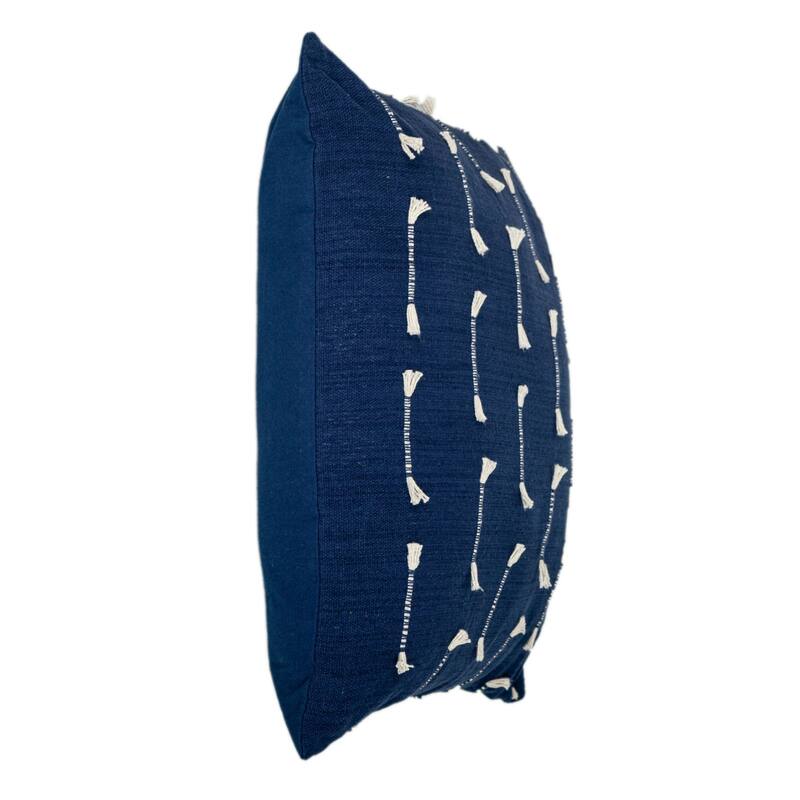Striped Cotton Square Throw Pillow - 18" - Blue and White