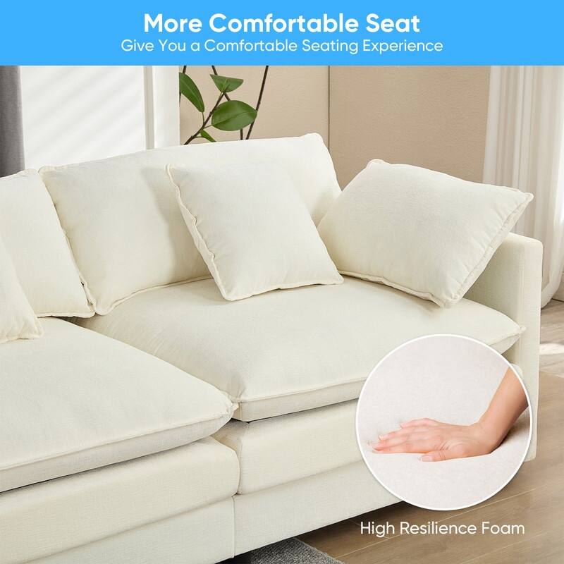 Mixoy 183''U-Shaped Chenille Modular Sectional Sofa,7-Seater Cloud Sleeper Deep Seat Couch with Ottoman and Thickened Cushions