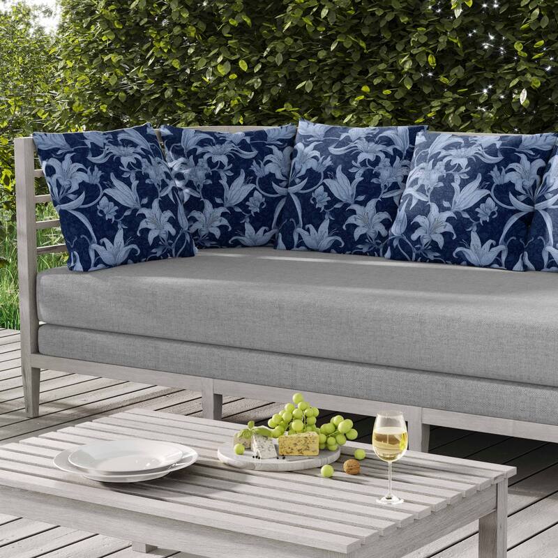 Lily Love Indoor/Outdoor Reversible Throw Pillow Blue