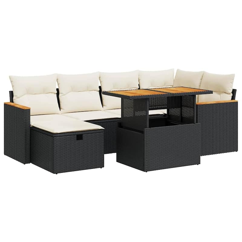 vidaXL Patio Sofa Set with Cushions Outdoor Conversation Furniture Poly Rattan