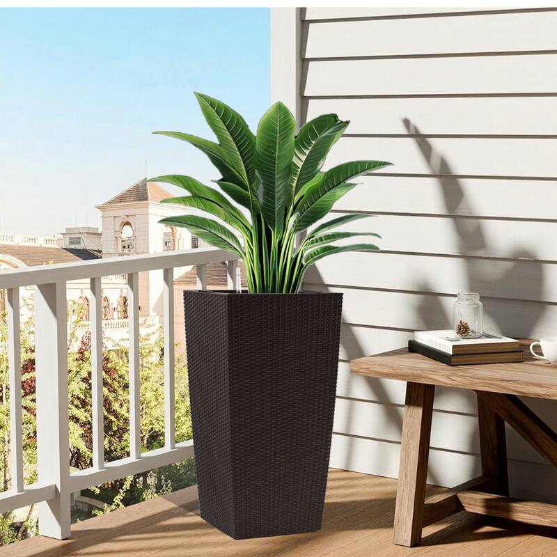 30" Large Flower Pots Planter with Self-Watering Drainage Holes&Inner Trays Plant Pot with Drain Holes, Water Level Monitor