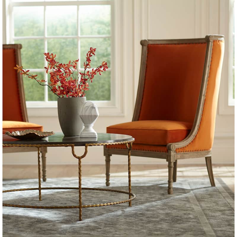 French Quarter 39-inch Crimped Iron & Stone Coffee Table