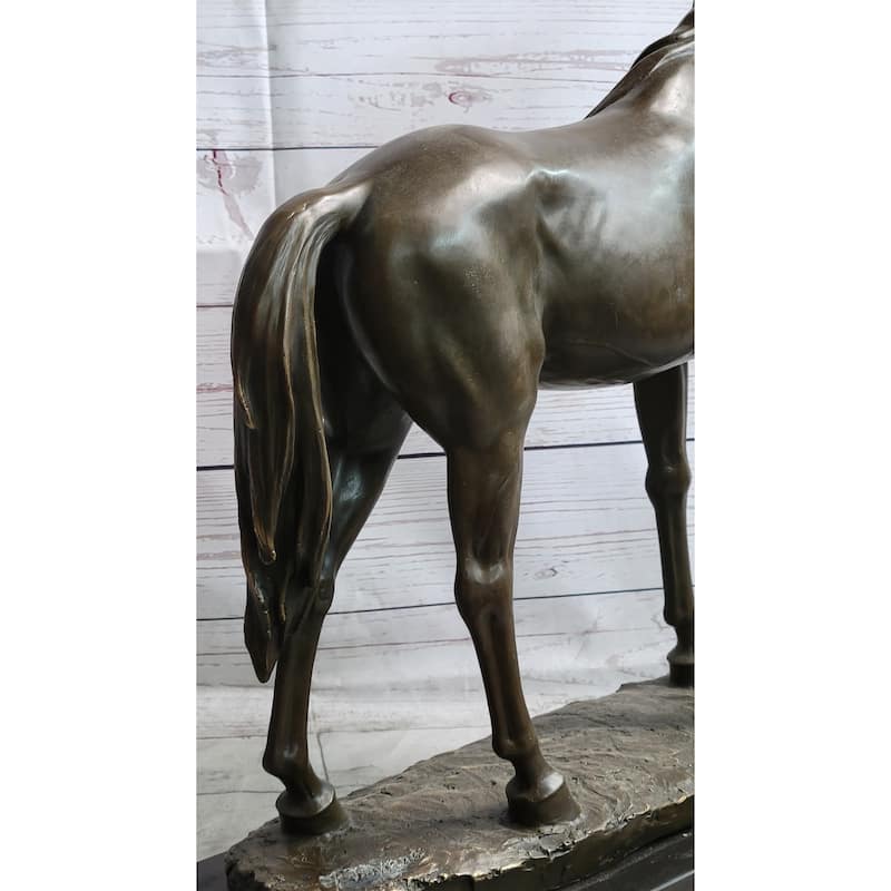Bronze Metal Horse Mare Equestrian Decor Sculpture Statue Figure By Pj Mene On Marble Base