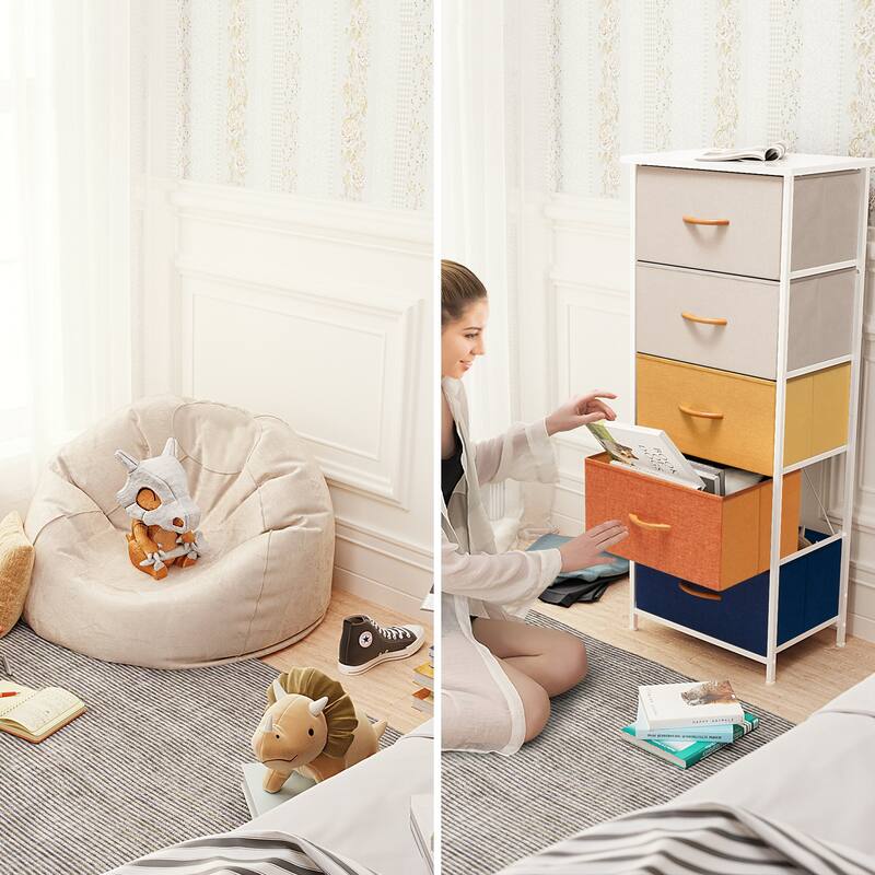 Crestlive Products Household 5-Drawer Vertical Dresser Storage Chest