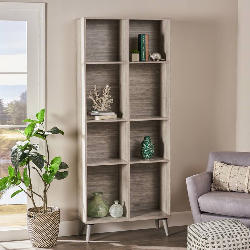 Wooden Frame Bookcase with Open Shelves