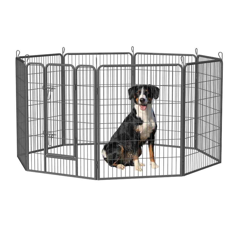 40" Heavy Duty Outdoor Dog Playpen - 8-Panel Metal Fence with Doors for Large Dogs, Ideal for Yard, Camping & Temporary Use