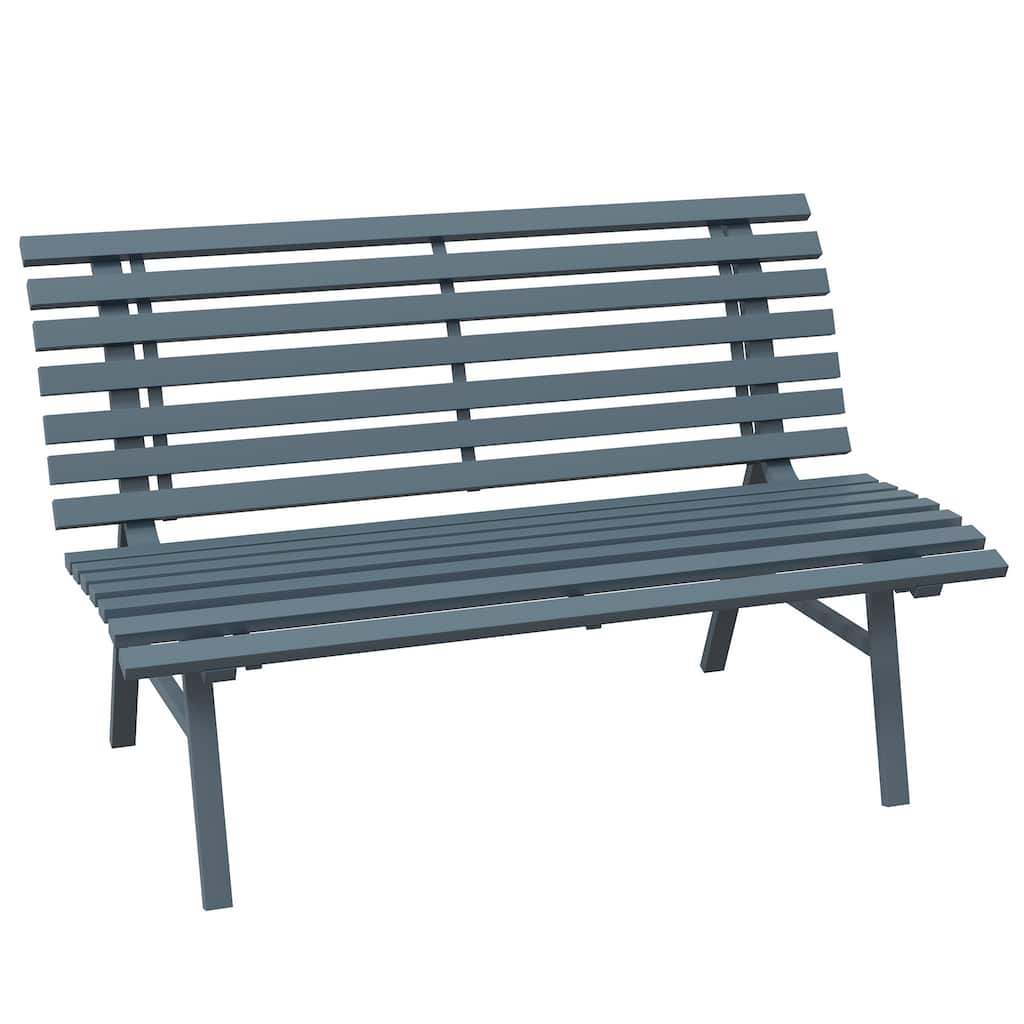 Garden Bench, Outdoor Patio Bench, Lightweight Aluminum Park Bench With Slatted Seat For Lawn, Park, Deck
