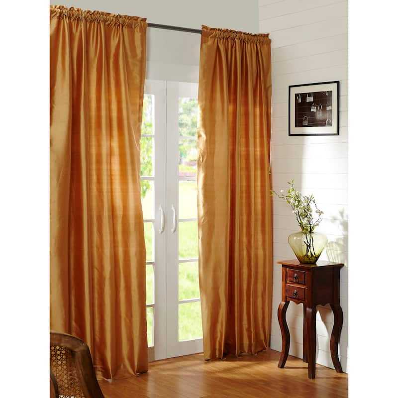 Dupioni Silk Rod Pocket 96-inch Curtain Panel - 42 x 96 - Oak Buff