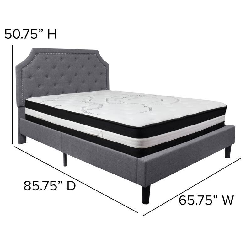 Arched Tufted Upholstered Platform Bed and Pocket Spring Mattress