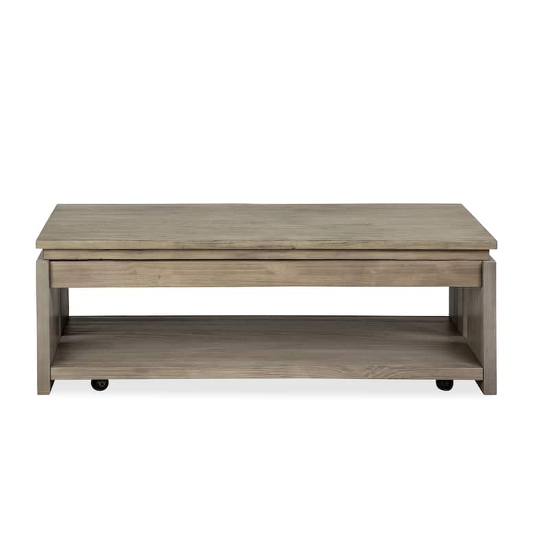Magnussen Home Conrad Stone Harbor Grey Rectangular Lift Top Storage Cocktail Table with Casters - 50''W x 28''D x 17''H