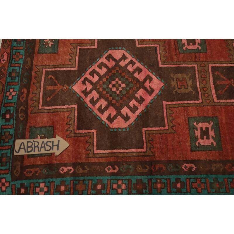 Hand Knotted Oriental 100% Wool Carpet Traditional Tribal Oranges & Rust Ardebil Runner Rug - 9' 1'' X 3' 9''
