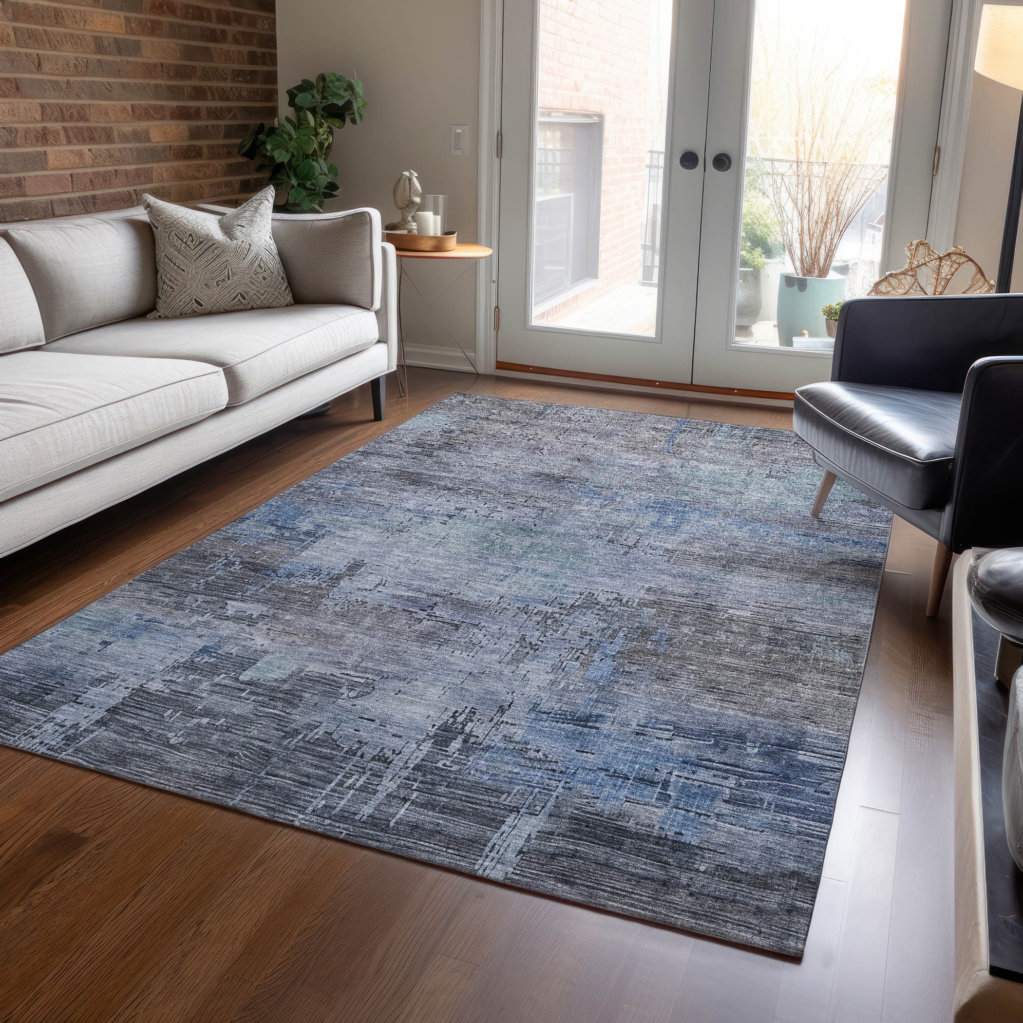 Machine Washable Indoor/ Outdoor Contemporary Chantille Rug