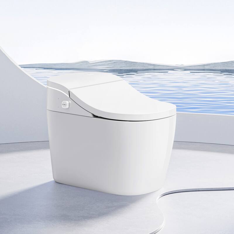 Vittuone Smart Bidet Toilet Combo with Clean Foam Shield Splash Proof,Uv Sterilization,Aroma Diffuser,Foot Sensor Operation - White