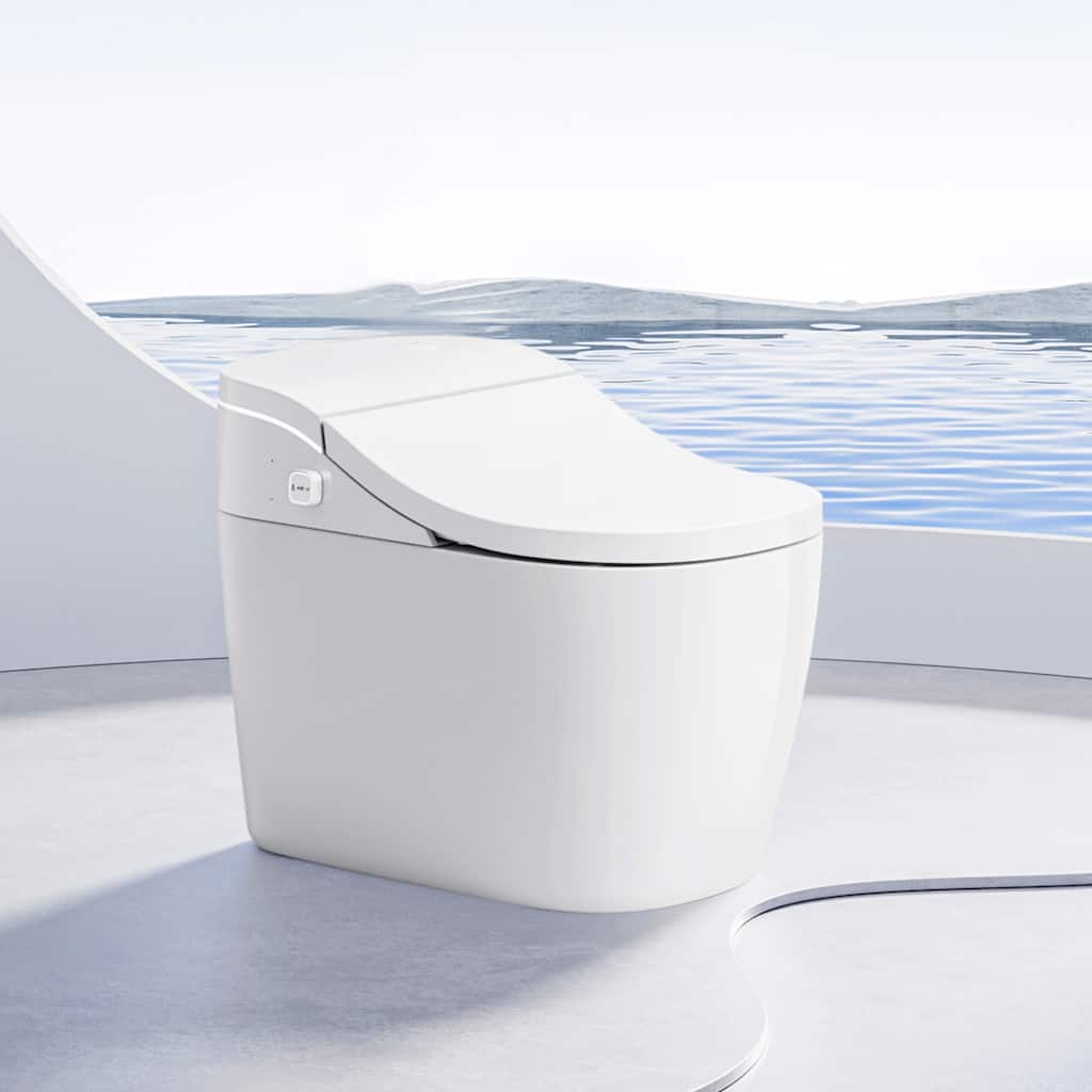 Vittuone Smart Bidet Toilet Combo with Clean Foam Shield Splash Proof,Uv Sterilization,Aroma Diffuser,Foot Sensor Operation
