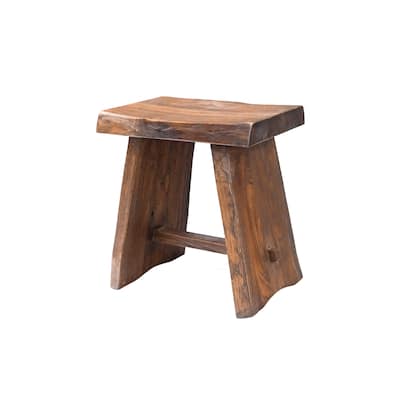 Nordic Style Teak Stool with Curved Seat