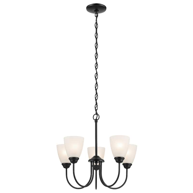Kichler Lighting Jolie 5-Light Chandelier with Satin Etched Glass in Black