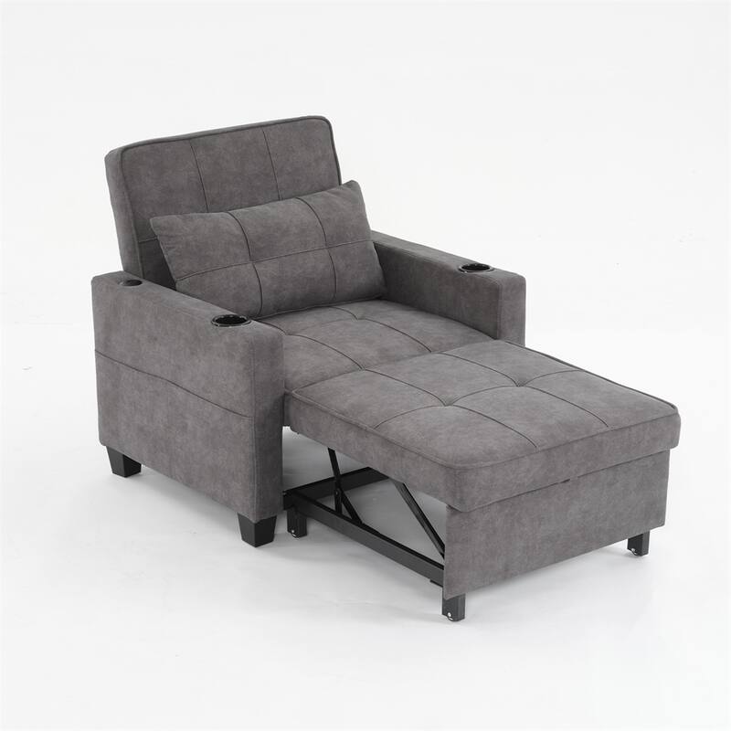 3-in-1 Pull Out Convertible Sleeper Chair w/ USB Ports,Wear Resistant