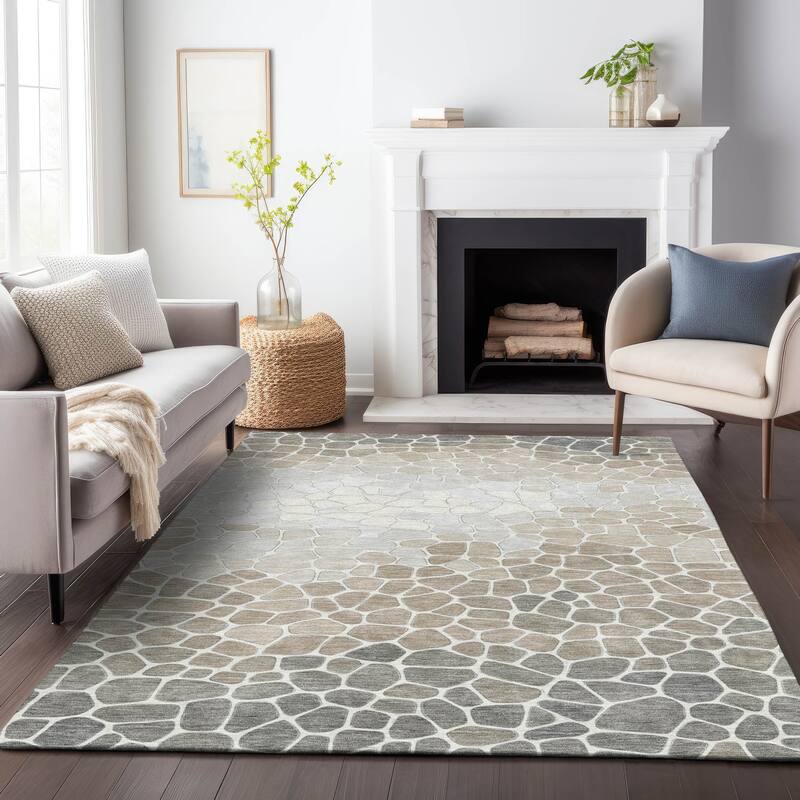 Machine Washable Indoor/Outdoor Contemporary Ombre Chantille Rug