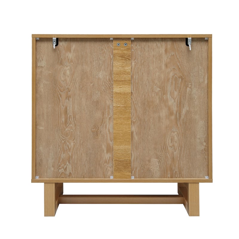 Roomfitters Modern 2 Door Accent Cabinet, Wooden Storage Cabinet with Arched Design, Natural