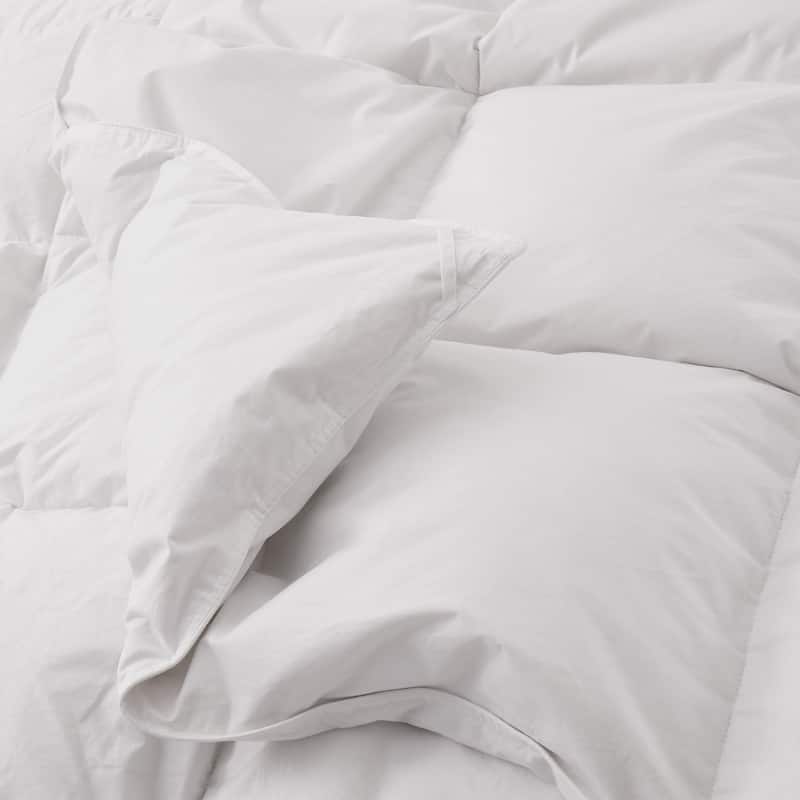 All Season 100% Cotton Goose Feather Down Comforter, Quilted Fluffy Duvet Insert