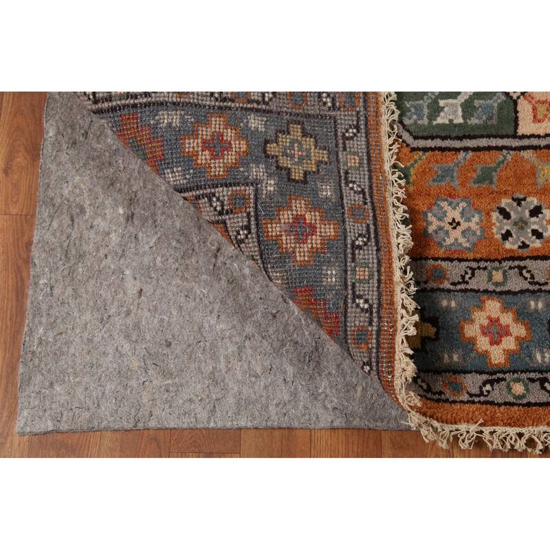 Orange Geometric Khotan Oriental Area Rug Hand-Knotted Wool Carpet - 8'0"x 10'1"