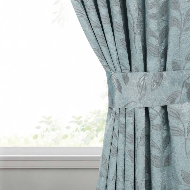 Superior Leaves Machine Washable Room Darkening Grommet With Ties Blackout Curtains, Set of 2