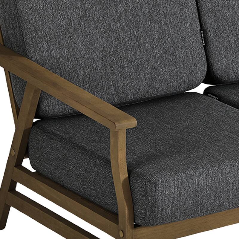 Modern Wood Cushioned 5-Piece Outdoor Patio Conversation Set