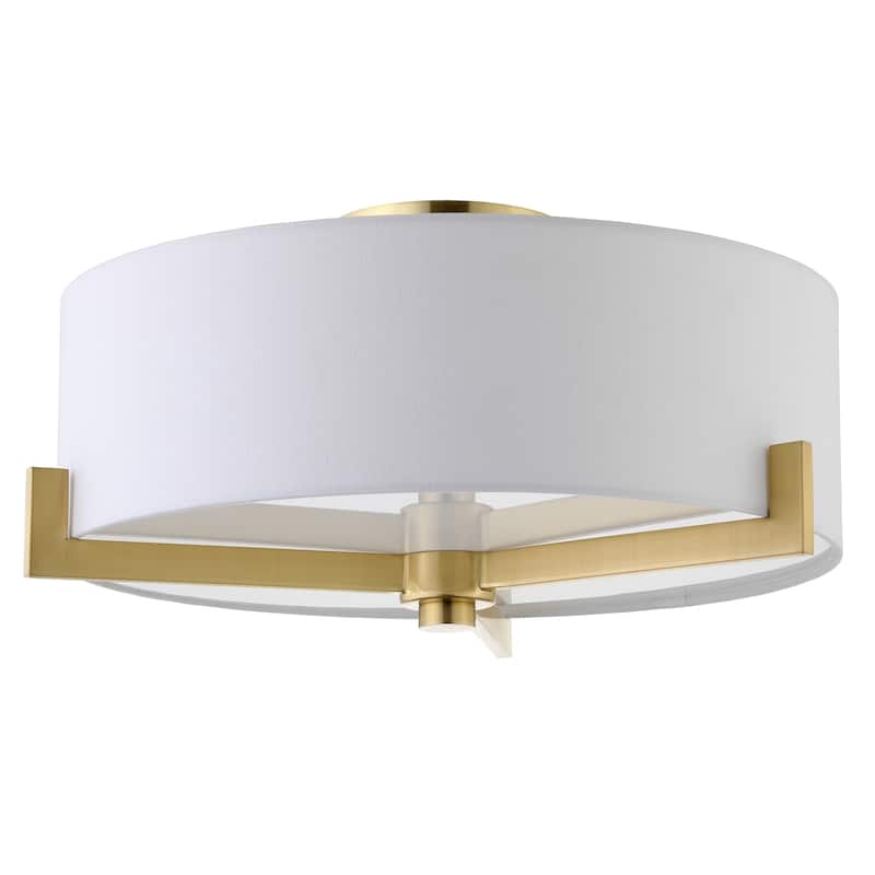 Hamlin 17.63" Wide 2-Light Semi Flush Mount with Fabric Shade - Brushed Brass