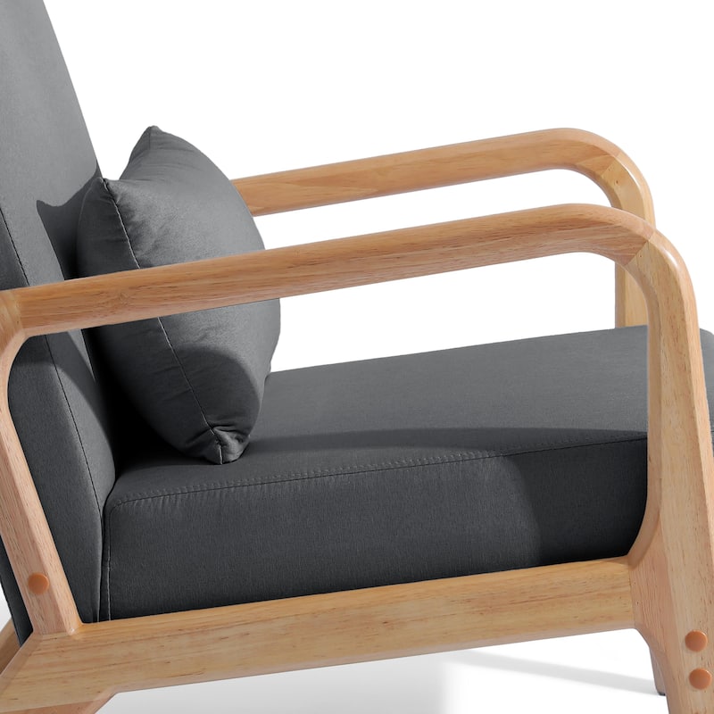 Mid Century Modern Upholstered Wood Frame Accent Chair