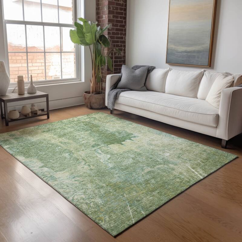 Machine Washable Indoor/ Outdoor Abstract Modern Chantille Rug