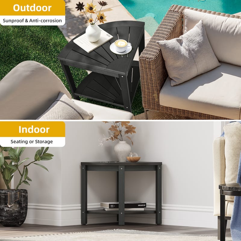 Lumber Shower Bench 18" Shower Stool Corner Bench with Storage Shelf Shower Seat