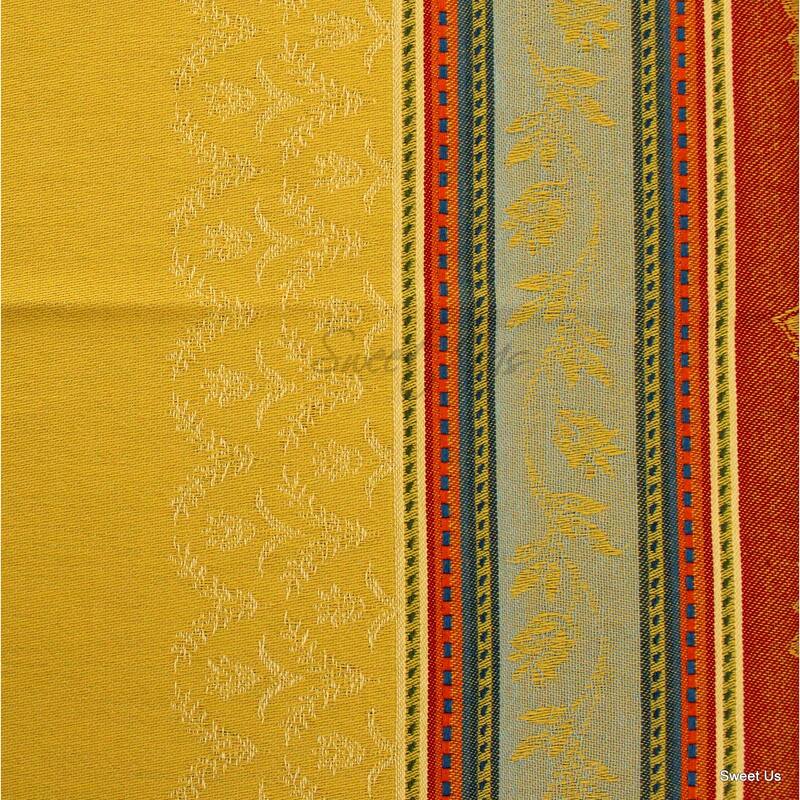 Wipeable Stain Resistant French Floral Croix Jacquard Tablecloth