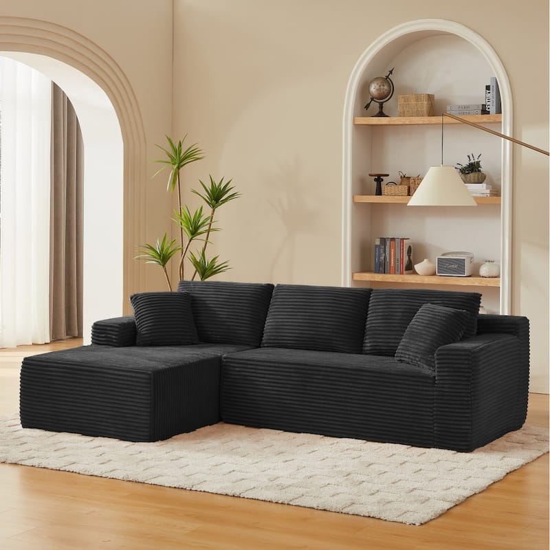 103.2" L-Shaped Corduroy Sectional Sofa, No Assembly Required