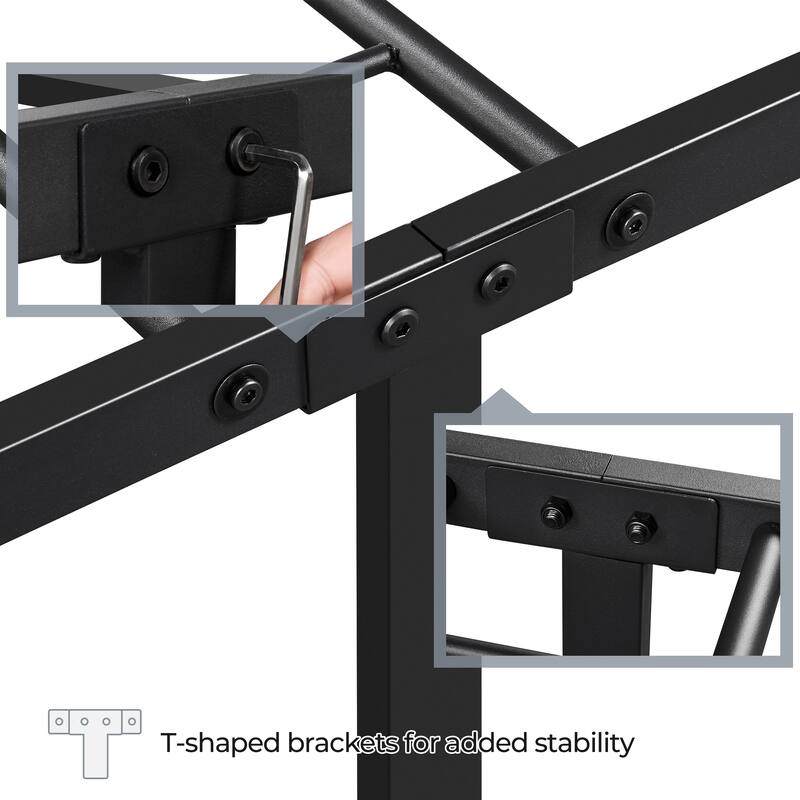 Yaheetech Simple Metal Bed Frame Bed Base, Black, Twin Size