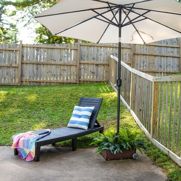Outdoor Umbrella Base with Fillable Planter and Wheels - Bed