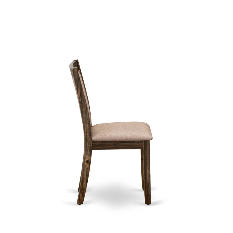 East West Furniture Dining Set- a Dining Table and Dark Khaki Linen Fabric Parson Chairs, Distressed Jacobean(Pieces Options)