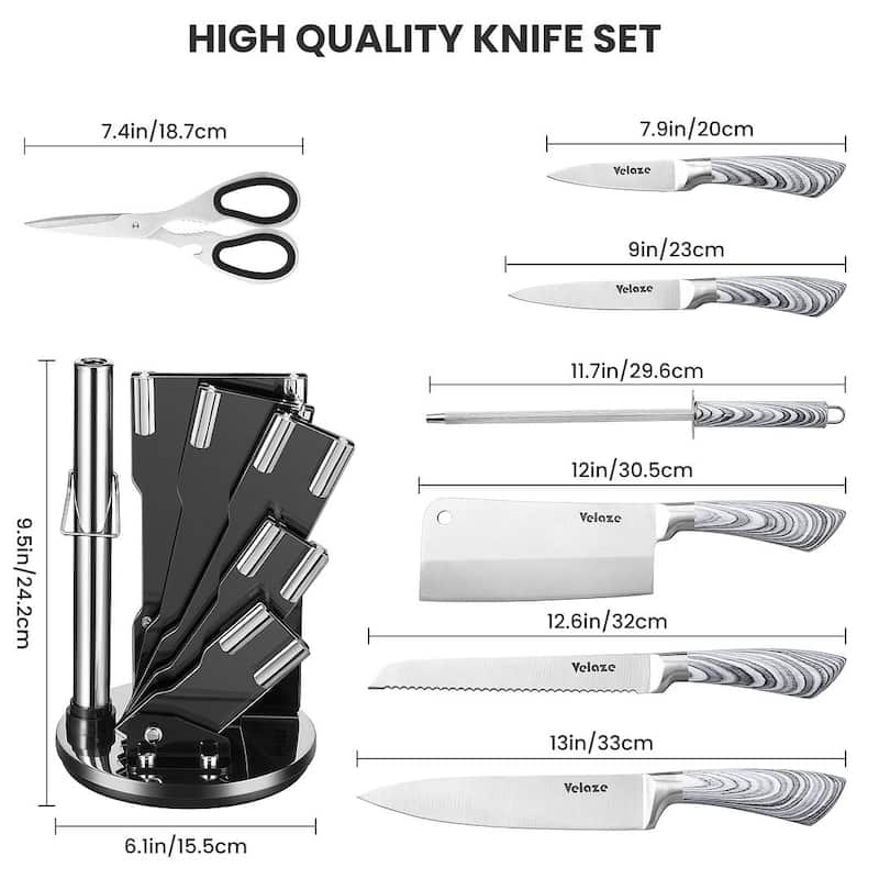 Velaze Aperol 8 pcs Knife Block Set with Storage