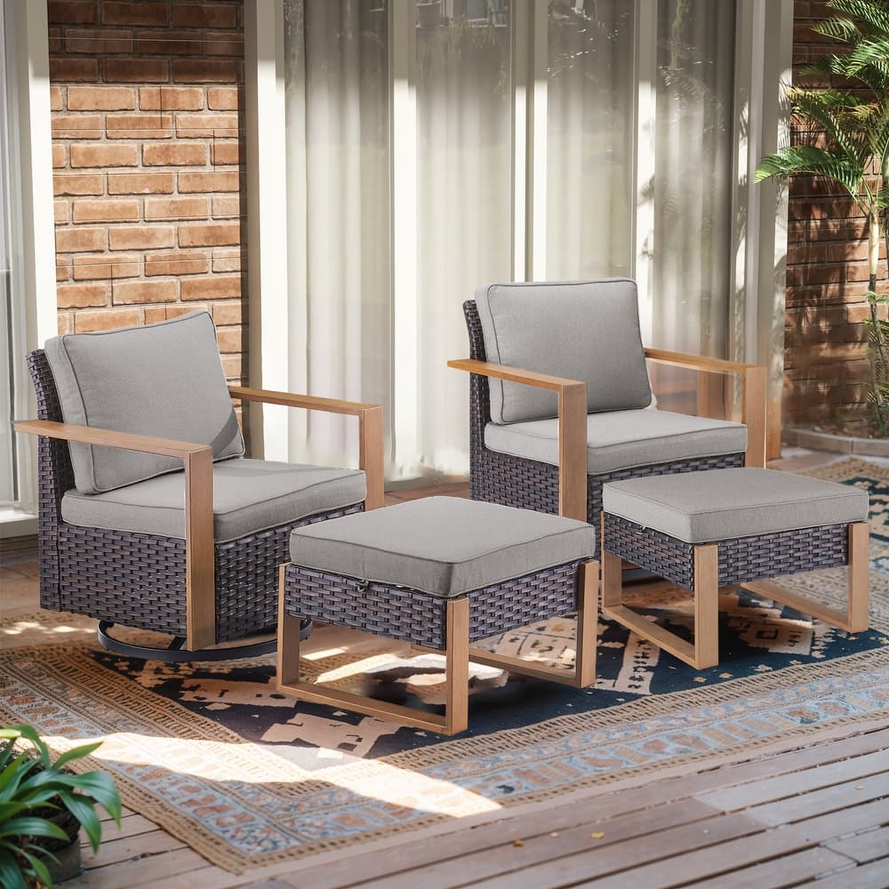 Gymojoy Outdoor Swivel Gliders Rocker Chairs with Ottomans