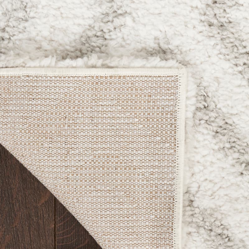 Nourison Modern Shag Indoor only Cream / Ivory Diamond Area Rug - 5' 3" x 7'