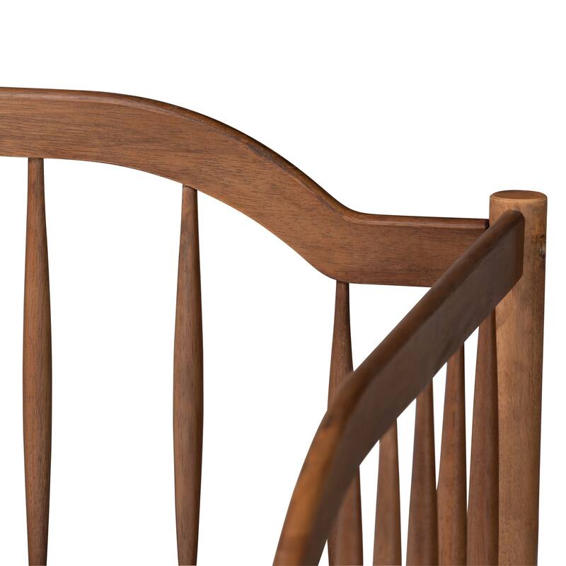 Twin Daybed - Mid-Century Modern Wood Frame - Walnut Brown Finish - Day Bed for Living Room/Guest Room