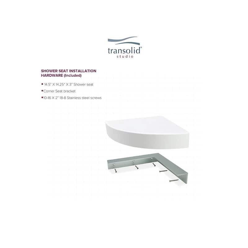 Transolid Studio 14-In X 14-In Solid Surface Wall-Mount Corner Shower Seat - 14.5" x 14.25" x 3"