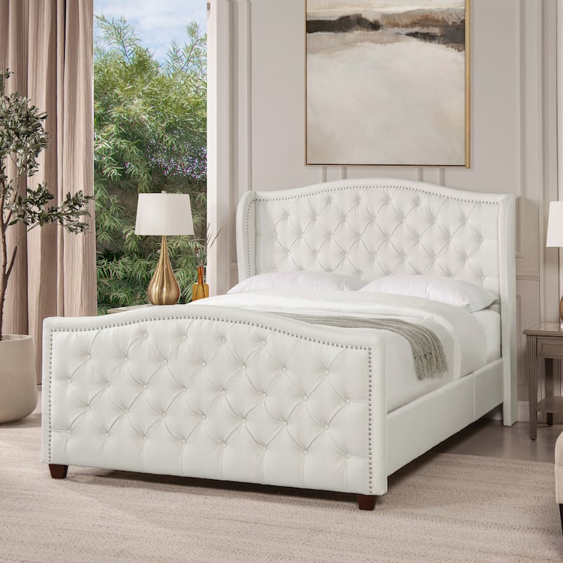Angelina Upholstered Tall Tufted Wingback Bed Frame