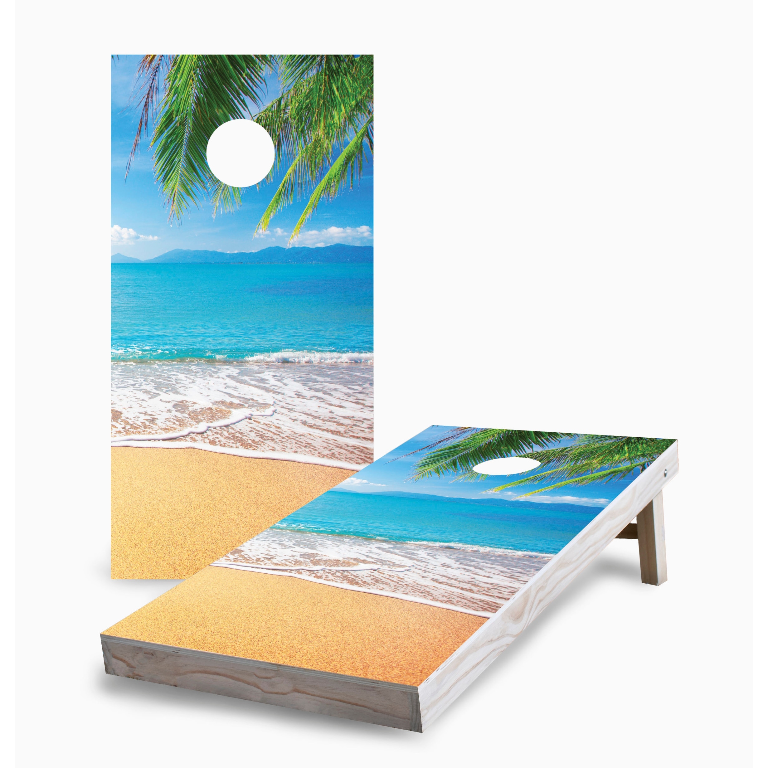 Paradise on the Beach Corn Hole Board Set with Hole Lights