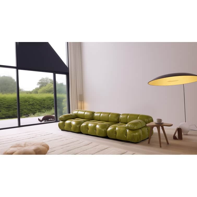 Belani 114'' Anti-Scratch Faux Leather Sofa - Olive